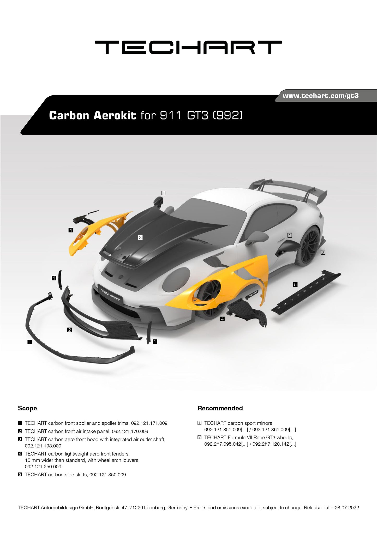 TECHART Carbon Side Skirts for 992 GT3 and Carrera
