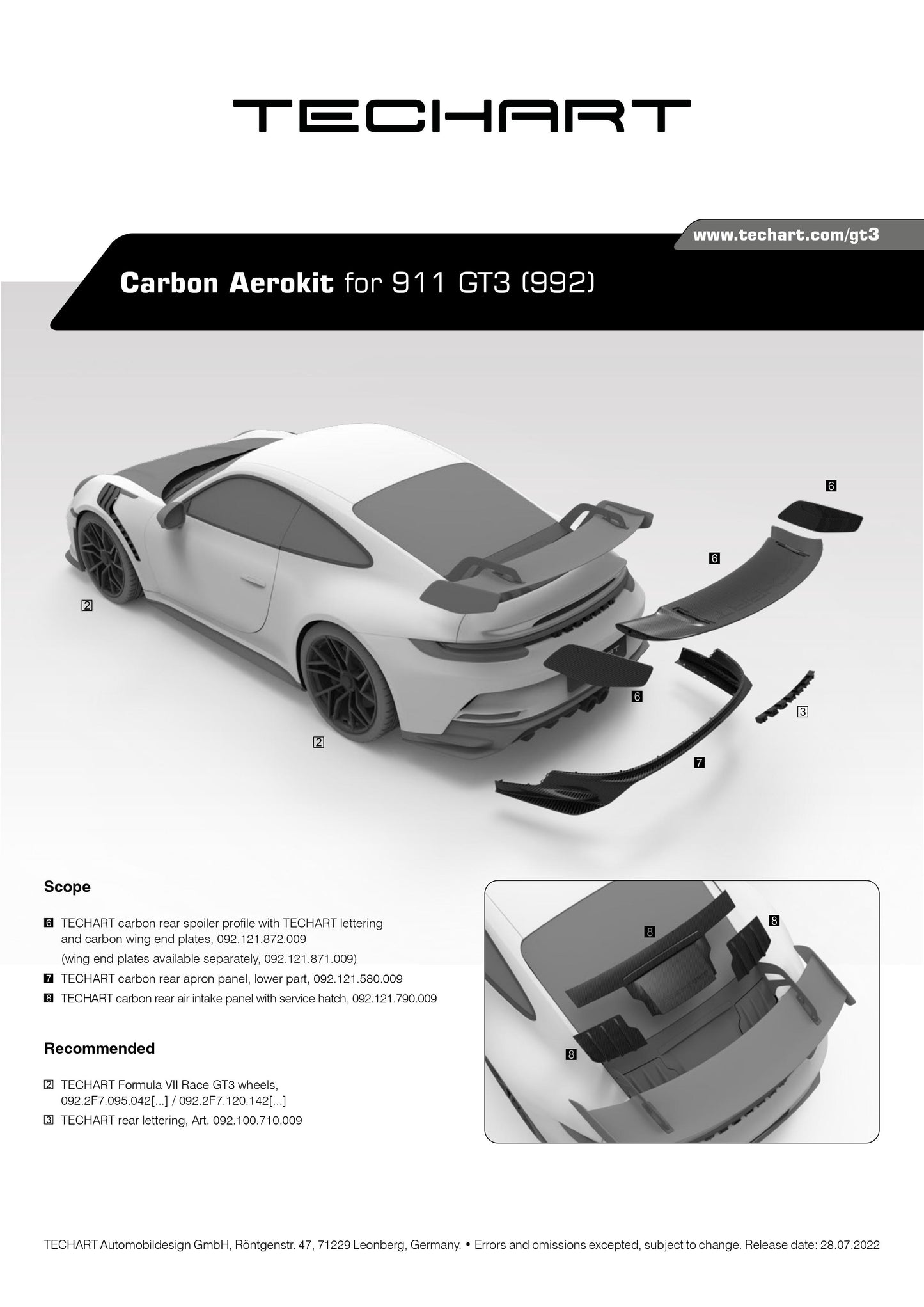 TECHART Carbon Side Skirts for 992 GT3 and Carrera