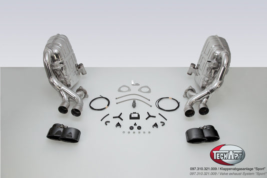 TECHART Valve exhaust system "Sport", tailpipes black chrome for 997 Carrera from MY 09